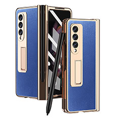 Custodia Lusso Pelle e Plastica Opaca Cover ZL3 per Samsung Galaxy Z Fold3 5G Blu