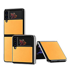 Custodia Lusso Pelle e Plastica Opaca Cover ZL5 per Samsung Galaxy Z Flip3 5G Arancione