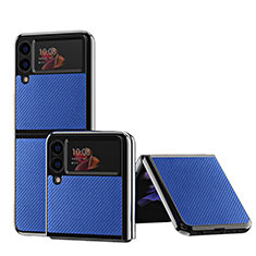 Custodia Lusso Pelle e Plastica Opaca Cover ZL5 per Samsung Galaxy Z Flip3 5G Blu
