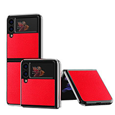 Custodia Lusso Pelle e Plastica Opaca Cover ZL5 per Samsung Galaxy Z Flip3 5G Rosso
