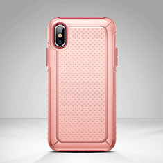 Custodia Plastica e Silicone Perforato per Apple iPhone X Rosa