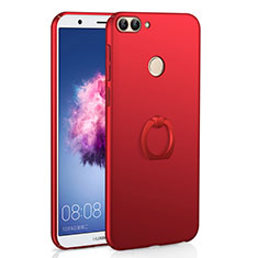 Custodia Plastica Rigida Cover Opaca con Anello Supporto A01 per Huawei Enjoy 7S Rosso