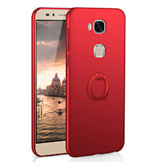 Custodia Plastica Rigida Cover Opaca con Anello Supporto A01 per Huawei Honor 5X Rosso