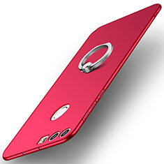 Custodia Plastica Rigida Cover Opaca con Anello Supporto A01 per Huawei Honor 8 Rosso