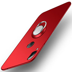 Custodia Plastica Rigida Cover Opaca con Anello Supporto A01 per Huawei Honor Play Rosso