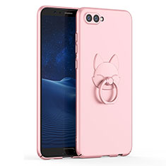 Custodia Plastica Rigida Cover Opaca con Anello Supporto A01 per Huawei Honor V10 Oro Rosa