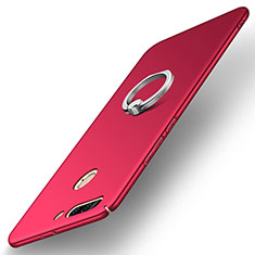 Custodia Plastica Rigida Cover Opaca con Anello Supporto A01 per Huawei Honor V9 Rosso