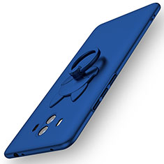 Custodia Plastica Rigida Cover Opaca con Anello Supporto A01 per Huawei Mate 10 Blu