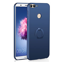 Custodia Plastica Rigida Cover Opaca con Anello Supporto A01 per Huawei P Smart Blu