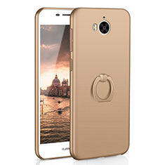 Custodia Plastica Rigida Cover Opaca con Anello Supporto A01 per Huawei Y5 (2017) Oro