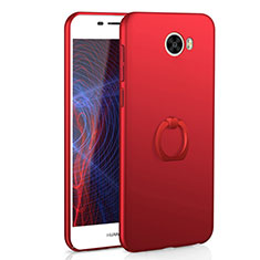 Custodia Plastica Rigida Cover Opaca con Anello Supporto A01 per Huawei Y5 II Y5 2 Rosso