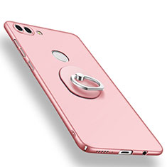 Custodia Plastica Rigida Cover Opaca con Anello Supporto A01 per Huawei Y9 (2018) Oro Rosa