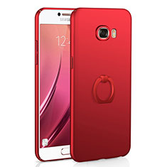 Custodia Plastica Rigida Cover Opaca con Anello Supporto A01 per Samsung Galaxy C5 SM-C5000 Rosso