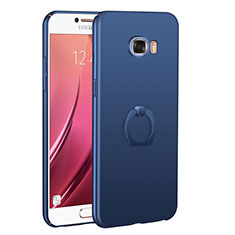 Custodia Plastica Rigida Cover Opaca con Anello Supporto A01 per Samsung Galaxy C7 SM-C7000 Blu