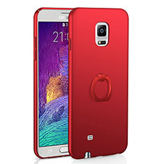 Custodia Plastica Rigida Cover Opaca con Anello Supporto A01 per Samsung Galaxy Note 4 SM-N910F Rosso