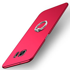 Custodia Plastica Rigida Cover Opaca con Anello Supporto A01 per Samsung Galaxy S7 Edge G935F Rosso