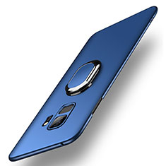 Custodia Plastica Rigida Cover Opaca con Anello Supporto A01 per Samsung Galaxy S9 Blu
