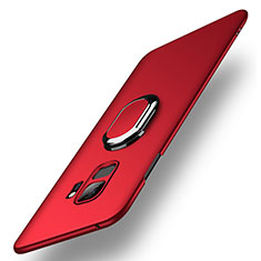 Custodia Plastica Rigida Cover Opaca con Anello Supporto A01 per Samsung Galaxy S9 Rosso