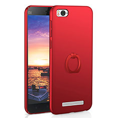 Custodia Plastica Rigida Cover Opaca con Anello Supporto A01 per Xiaomi Mi 4C Rosso