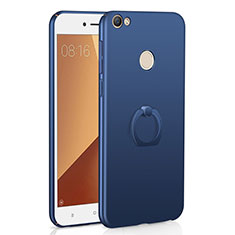 Custodia Plastica Rigida Cover Opaca con Anello Supporto A01 per Xiaomi Redmi Note 5A Pro Blu