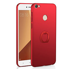 Custodia Plastica Rigida Cover Opaca con Anello Supporto A01 per Xiaomi Redmi Note 5A Pro Rosso