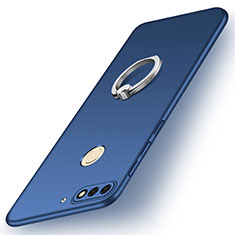 Custodia Plastica Rigida Cover Opaca con Anello Supporto A02 per Huawei Enjoy 8 Blu