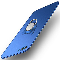 Custodia Plastica Rigida Cover Opaca con Anello Supporto A02 per Huawei Honor V10 Blu