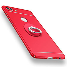 Custodia Plastica Rigida Cover Opaca con Anello Supporto A02 per Huawei P Smart Rosso