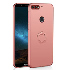 Custodia Plastica Rigida Cover Opaca con Anello Supporto A03 per Huawei Enjoy 8 Oro Rosa