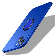 Custodia Plastica Rigida Cover Opaca con Magnetico Anello Supporto A01 per Apple iPhone 14 Plus Blu