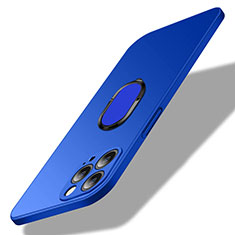 Custodia Plastica Rigida Cover Opaca con Magnetico Anello Supporto A01 per Apple iPhone 14 Pro Blu