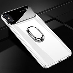 Custodia Plastica Rigida Cover Opaca con Magnetico Anello Supporto A01 per Apple iPhone Xs Max Bianco