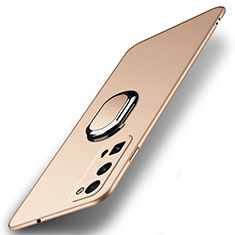Custodia Plastica Rigida Cover Opaca con Magnetico Anello Supporto A01 per Huawei Honor 30 Pro Oro