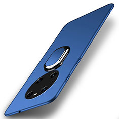 Custodia Plastica Rigida Cover Opaca con Magnetico Anello Supporto A01 per Huawei Mate 40 Pro Blu