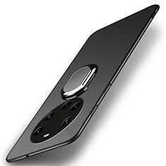 Custodia Plastica Rigida Cover Opaca con Magnetico Anello Supporto A01 per Huawei Mate 40 Pro+ Plus Nero