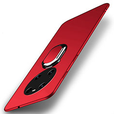 Custodia Plastica Rigida Cover Opaca con Magnetico Anello Supporto A01 per Huawei Mate 40 Pro Rosso