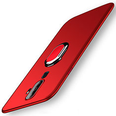 Custodia Plastica Rigida Cover Opaca con Magnetico Anello Supporto A01 per Oppo A11 Rosso