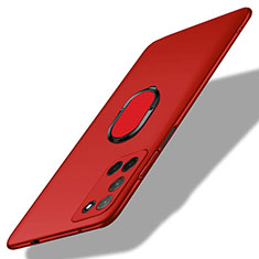 Custodia Plastica Rigida Cover Opaca con Magnetico Anello Supporto A01 per Oppo A52 Rosso