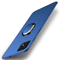 Custodia Plastica Rigida Cover Opaca con Magnetico Anello Supporto A01 per Oppo A53 5G Blu