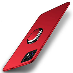 Custodia Plastica Rigida Cover Opaca con Magnetico Anello Supporto A01 per Oppo A53 5G Rosso