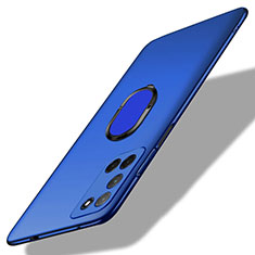 Custodia Plastica Rigida Cover Opaca con Magnetico Anello Supporto A01 per Oppo A72 Blu