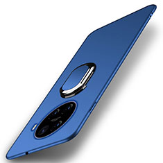 Custodia Plastica Rigida Cover Opaca con Magnetico Anello Supporto A01 per Oppo Ace2 Blu