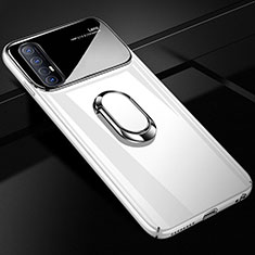 Custodia Plastica Rigida Cover Opaca con Magnetico Anello Supporto A01 per Oppo Reno3 Pro Bianco