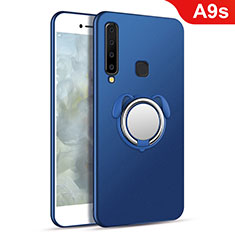 Custodia Plastica Rigida Cover Opaca con Magnetico Anello Supporto A01 per Samsung Galaxy A9s Blu