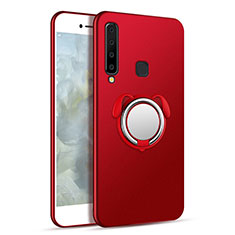 Custodia Plastica Rigida Cover Opaca con Magnetico Anello Supporto A01 per Samsung Galaxy A9s Rosso