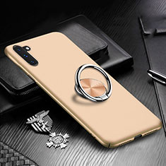 Custodia Plastica Rigida Cover Opaca con Magnetico Anello Supporto A01 per Samsung Galaxy Note 10 5G Oro