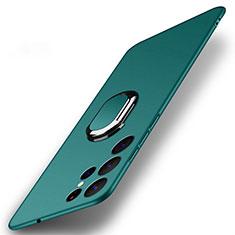 Custodia Plastica Rigida Cover Opaca con Magnetico Anello Supporto A01 per Samsung Galaxy S22 Ultra 5G Verde