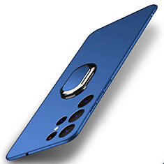Custodia Plastica Rigida Cover Opaca con Magnetico Anello Supporto A01 per Samsung Galaxy S24 Ultra 5G Blu
