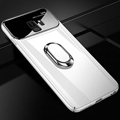 Custodia Plastica Rigida Cover Opaca con Magnetico Anello Supporto A01 per Samsung Galaxy S9 Bianco
