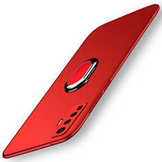 Custodia Plastica Rigida Cover Opaca con Magnetico Anello Supporto A01 per Vivo X50 5G Rosso